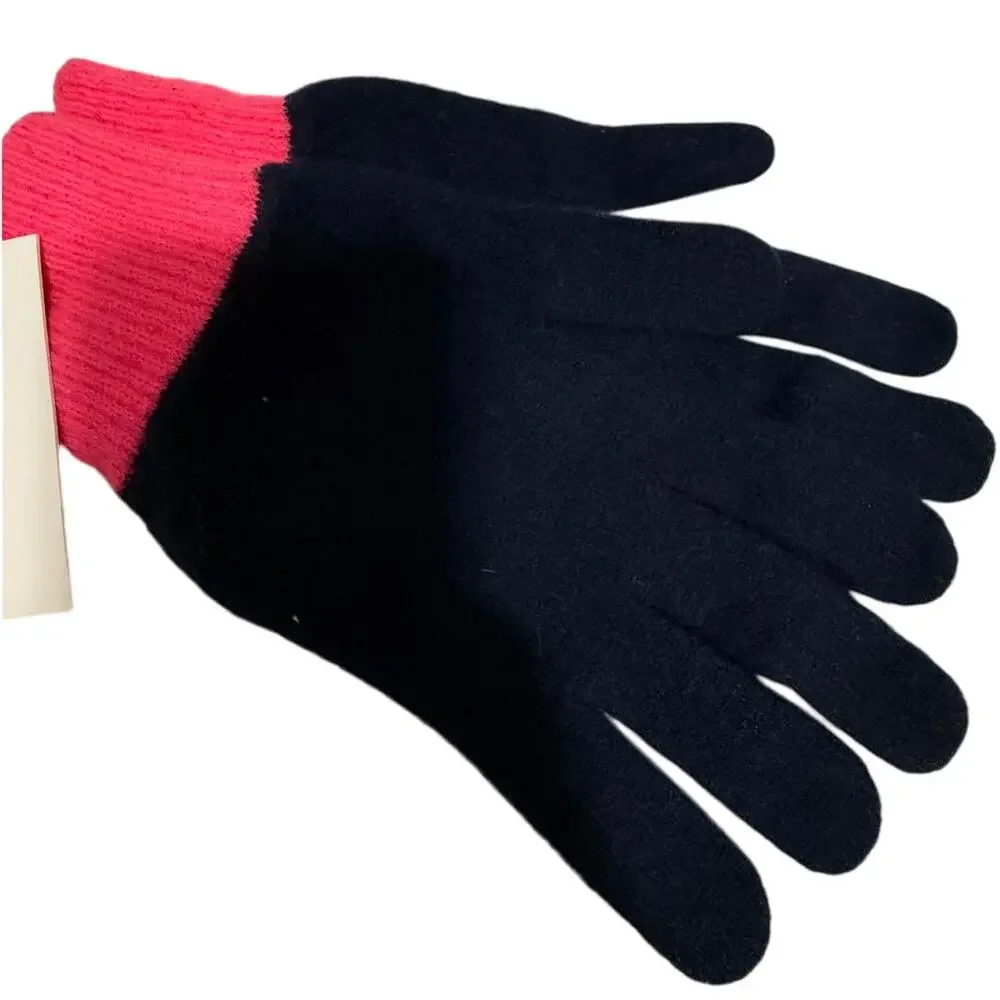 Scott & Scott London Colorblock Gloves - Black & Pink - NWT